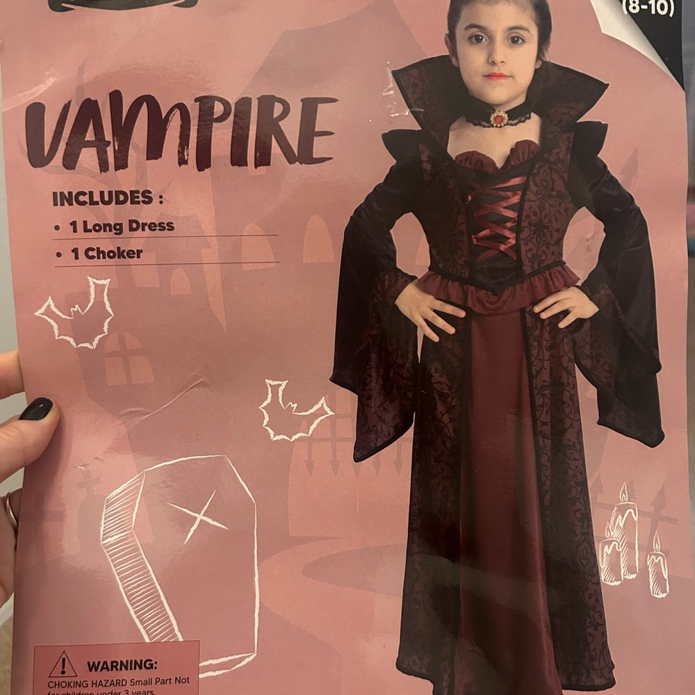 Vampire Kids Costume with Choker - Black and Red